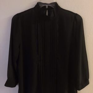 Mock Neck Ruffle Chiffon Blouse